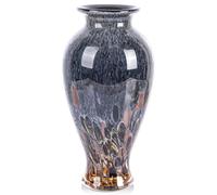 Amber Blue Glass Vase 30cm Tall Beautiful Hand Blown Glass Vase Modern Art Home Decor Colorful Wide Mouth Vases for Mantel Mantel Centerpiece