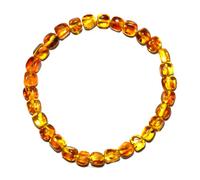 Amber Bracelet Natural Honey Yellow Color 6mm Beads | Sacral Chakra Gemstone Jewelry Ornament Talisman | Soothing Energy for Protection | Fits for 6-7 inch Small Wrist (Flower-like Blooming)