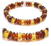 Amber Bracelet on Elastic Band - Amber Bracelet for Men and Women & Whole Family - Real Jewellery from Baltic Sea Amber Beads - Christmas Gifts Small Items, 16 CM, Stone, Amber