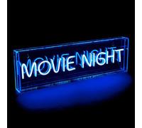 Amber Bright - LED Neon Movie Night Light Box, Blue Illuminated Acrylic Display Sign, Home Cinema Room Decor