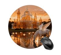 Amber Castle Mouse Pad Round Laptop Mouse Mat Cute Computer Mousepad Keyboard Pad Non-Slip Desk Pads for Gaming Office Work Home