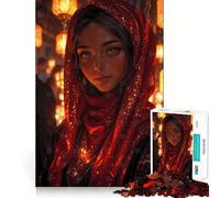 Amber Gaze︰ Arabian Nights Enchantress 1000 Piece Jigsaws for Adults Mind Train Fun Precision Cut Smooth Edges Absorbing Activity for Quiet Nights (50x75cm)