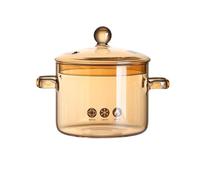 Amber Glass Cooking Pot Modern Glass Pot with Lid and Grip Stockpot Saucepans Glass Pot for Soup Vegetables Fruit Salad Instant Noodle [Energy Class A] (Size : 1500ml)
