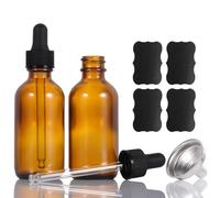 Amber Glass Dropper Bottle,2pcs 60ml Small Empty Reusable Eliquid Pipette Ear Dropper Bottles Suitable for Essential Oils Massage Perfumery Aromatherapy Laboratory Fragrances Pharmacist Bottle