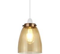 Amber Glass Lamp Shade - Jar Ceiling Light Shade, Easy Fit Hanging Pendant Replacement Light for Living Room, Kitchen - Modern Vintage Style (Style 2)