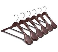 Amber Home 10pcs Retro Wooden Coat Hangers, Wood Suit Hangers, Antique | 44.5cm, Non-slip Pant Bar, Wide Shoulders, Walnut Clothes Hangers for Shirts, Jackets, Dresses, Trousers, Heavy Clothes