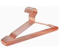 Amber Home 10pcs Shiny Metal Coat Hangers, Iron Shirt Hangers, Copper | 43cm, Non-slip Shoulder Notches, Wire Hangers for Blouses, Dresses, Suits, Jackets, Trousers, Tops, Bottoms