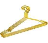 Amber Home 10pcs Shiny Metal Coat Hangers, Iron Shirt Hangers, Gold | 43cm, Non-slip Shoulder Notches, Wire Hangers for Blouses, Dresses, Suits, Jackets, Trousers, Tops, Bottoms