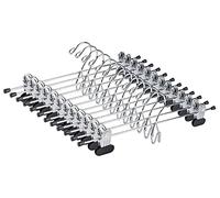 Amber Home 12 Pack Heavy Duty Add on Metal Pants Skirt Hangers, Stackable Add-on Metal Clothes Hangers with 2-Adjustable Clips, Cascading Clip Hangers Space Saving for Jeans, Slacks