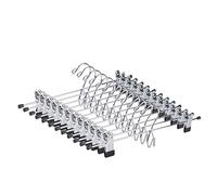 Amber Home 12 Pack Heavy Duty Add on Metal Pants Skirt Hangers, Stackable Add-on Metal Clothes Hangers with 2-Adjustable Clips, Cascading Clip Hangers Space Saving for Jeans, Slacks (Normal Clip, 12)