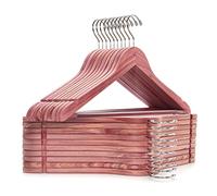Amber Home 16 Pack American Red Cedar Hangers, Smooth Finish Wood Coat Hangers with Swivel Hook & Notches for Suit, Shirt, Dress, Jacket, Pants