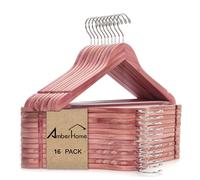 Amber Home 16 Pack Cedar Coat Hangers, Wooden Suit Hangers with Non-Slip Pant Bar, Cedar Hangers for Closet Organization, Shirts, Jackets, Dresses, and Pants