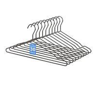 Amber Home 17" Shiny Gun Black Strong Metal Hanger 30 Pack, Black Clothes Hangers, Heavy Duty Coat Hangers, Standard Suit Hangers for Jacket, Shirt, Dress (Gun Black, 30)