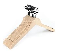 Amber Home 17" Stylish Solid Wooden Shirt Hangers 24 Pack Natural Thin Wood Hanger Sturdy Non-Lacquer Eco Hanger with Smooth Cut Notches for Coat Dress Jacket Extra Space Saving