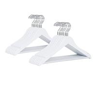 Amber Home 20 Pack 15" White Wooden Clothes Hangers for Woman, Teenager Clothing Hangers for Shirt Jacket, Solid Wood Dress Coat Hangers with Non Slip Pants Bar (White, 20)