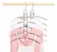 Amber Home 2pcs Multi Layer Metal Coat Hanger with Sponge (2 Swivel Hooks) | Multifunctional, 5-Tier, Anti-slip, Space Saving, Magic Clothes Hangers for Shirts, Blouses, Sweaters