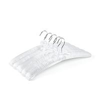 Amber Home 43cm Extra Long Pure White Satin Padded Clothes Hangers 10pcs, Bridal Wedding Dress Hanger Rack, Soft Silk Cloth Hangers for Sweater Coat Shirt Blouse Lingerie