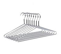 Amber Home 43cm Shiny Chrome Metal Shirt Hanger 10pcs, Space Saving Silver Clothes Hangers, Heavy Duty Strong Wire Hanger for Blouse Dress Coat Jacket Trousers