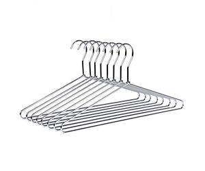 Amber Home 43cm Shiny Chrome Metal Shirt Hanger 10pcs, Space Saving Silver Clothes Hangers, Heavy Duty Strong Wire Hanger for Blouse Dress Coat Jacket Trousers