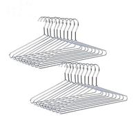 Amber Home 43cm Shiny Chrome Metal Shirt Hanger 20pcs, Space Saving Silver Clothes Hangers, Heavy Duty Strong Wire Hanger for Blouse Dress Coat Jacket Trousers
