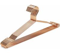 Amber Home 43cm Shiny Rose Gold Metal Coat Hanger 10pcs, Space Saving Metal Clothes Hangers with Notches, Heavy Duty Strong Metal Wire Hanger for Blouse Dress Shirt Jacket Pants