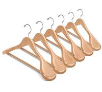 Amber Home 44.5cm Natural Wooden Suit Hangers 10pcs with Wide Shoulder, Heavy Duty Smooth Wood Coat Hanger with Non Slip Pants Bar, Solid Clothes Hangers Rack for Jacket Trousers Garments