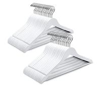 Amber Home 44.5cm Premium White Wooden Coat Hangers 20pcs, Wood Clothes Hanger with Non Slip Pants Bar and Smooth Notches, Solid Suit Hangers Rack for Jacket Dress Blouse Shirt Trousers