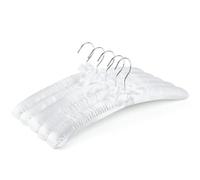 Amber Home 5 Pack Large White Satin Padded Hangers, 17" Non-Slip Cushioned Hangers for Sweaters, Silk Dress, Wedding Dress, Bridal Gown, Cashmere