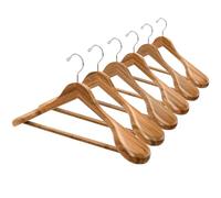 Amber Home 6 Pack Wide Shoulder Bamboo Wood Suit Coat Hangers