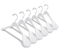 Amber Home Pack of 10 Luxury Solid Wood Hangers White 44.5 cm Wide Shoulders (5.8 cm) for Coat Suit Jacket with Non-Slip Round Bar