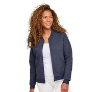 Amber Ladies 100% Cotton Lightweight Mock Quilt Jersey Zip Jacket with Ribbed Cuffs, Welt & Neck Navy 18