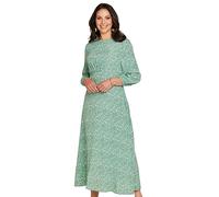 Amber Ladies 3/4 Sleeve Front Gathered Print Viscose Crepe Dress Soft Green 18