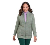 Amber Ladies Borg Fleece Lined Zip Cardigan Cable Knit Design Warm Marl Yarn with Full Zip Front Sage 24-26