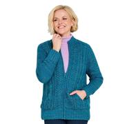 Amber Ladies Borg Fleece Lined Zip Cardigan Cable Knit Warm Jacket | Marl Fleck Yarn, Luxurious Borg Full Fleece Lining, Front Pockets