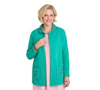 Amber Ladies Button-Through Embroidered Bed Jacket/Soft Fleece Housecoat with Pockets Green 12-14