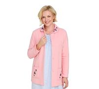 Amber Ladies Button-Through Embroidered Bed Jacket/Soft Fleece Housecoat with Pockets Pink 16-18