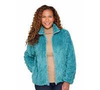 Amber Ladies Cable Design Supersoft Fleece Zip Jacket with Jersey Lining Teal 12