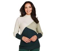 Amber Ladies Colour Block Turtle Neck Jumper with Long Sleeves & Stretch Knit Soft Green