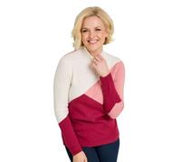 Amber Ladies Colour Block Turtle Neck Jumper with Long Sleeves & Stretch Knit Wine 10