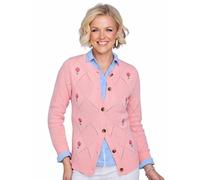 Amber Ladies Cotton Rich Cardigan Delicate Pointelle and Embroidery Detailing Peach 16-18