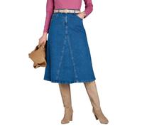 Amber Ladies Cotton Stretch Denim Skirt, Below Knee 27" Inch / 68.5cm | Women's Expanding Elasticated Waist Skirt with Zip & Stud Fastening, Two Back Pockets, Belt Loops