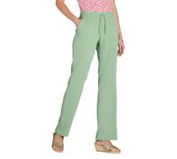 Amber Ladies Crinkle Crepe Trousers - Pull-On Elasticated Waist, Lightweight with Drawcord and Pockets Sage 22 Short