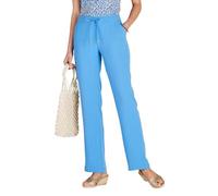 Amber Ladies Crinkle Crepe Trousers - Pull-On Elasticated Waist, Lightweight with Drawcord and Pockets Cornflower Blue 20 Extra Short