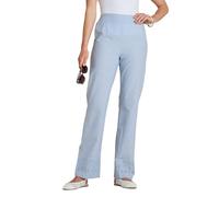 Amber Ladies Cutwork Hem Cotton Trousers - Elasticated Back Waist, Smooth Front, Lightweight Summer Trouser, Sizes 10-20, 25" or 27" Leg Blue 16 Extra Short