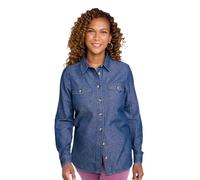 Amber Ladies Denim Shirt Long Sleeve Lightweight Cotton Button Front Top Indigo 12