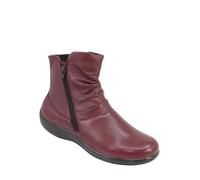 Amber Ladies EE Fit Twin Zip Slouch Leather Boot with Thermal Fleece Lining, Easy Twin Zips & Cushioned Support Wine 6