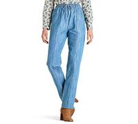 Amber Ladies Elasticated Waist Pull On Jean 100% Cotton High Waisted Jeans for Women with Adjustable Drawstring Light Stonewash 12 Short