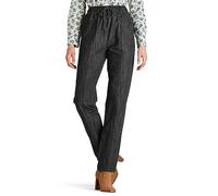 Amber Ladies Elasticated Waist Pull On Jean 100% Cotton High Waisted Jeans for Women with Adjustable Drawstring Black 14 Extra Short