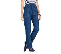 Amber Ladies Elasticated Waist Pull On Jean 100% Cotton High Waisted Jeans for Women with Adjustable Drawstring Stonewash 16 Short