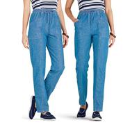 Amber Ladies Elasticated Waist Pull On Jeans (Pack of 2) 100% Cotton High Waisted Jeans for Women with Adjustable Drawstring Light Stonewash 18 Extra Short
